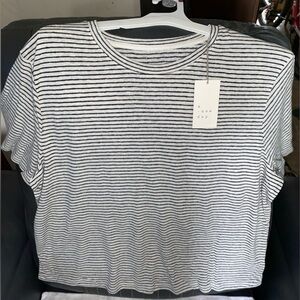 A NEW DAY Women, Short Sleeve, XXL, Cream Stripe Top, NWT